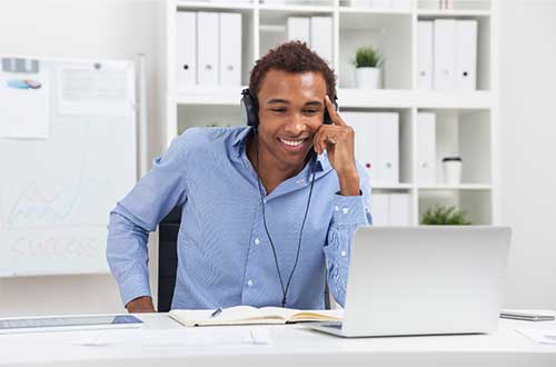 An image of the young man preparing for the job interview